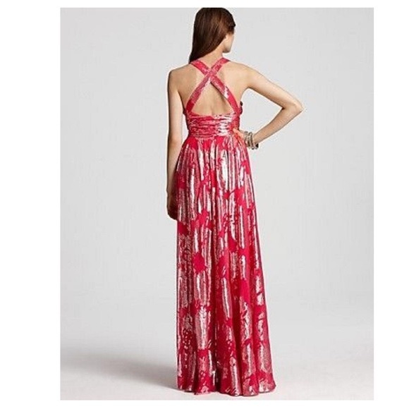 NWT Aidan Mattox Metallic Print Halter Gown size 6 - Picture 2 of 5